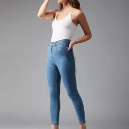 DOLCE CRUDO Women Skinny Fit High-Rise Light Fade Stretchable Jeans-picture-25