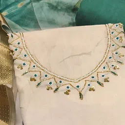 Peachmode Embroidered Pure Cotton Unstitched Dress Material image 4