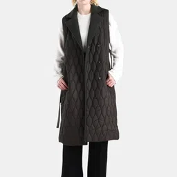 Rareism Women Lonpuf Olive Polyester Fabric Lapel Collar Plain Jacket-picture-11