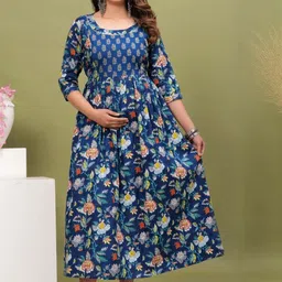 FASHION CLOUD Women Floral Printed Gotta Patti Pure Cotton Maternity Gotta Patti Kurti-image-61