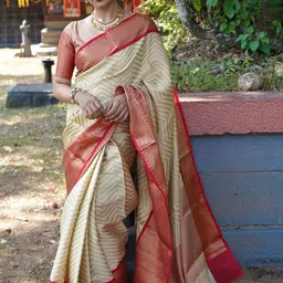 Moda Rapido Women Woven Design Zari Silk Blend Handloom Banarasi Saree-picture-15