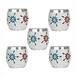 1ST TIME White & Red 5 Pieces Cylindrical Shaped Candle Holders-image-75