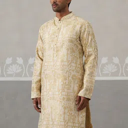 Jompers Floral Woven Design Mandarin Collar Kurta image 3