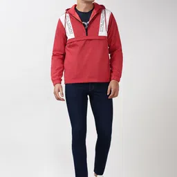 Peter England Casuals Colourblocked Hooded Open Front Jacket image 2