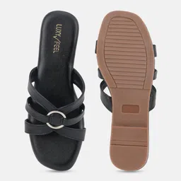 Luxyfeel Women Solid Strappy Design Open Toe Flats image 2