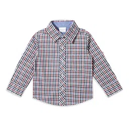 My Milestones Boys Spread Collar Gingham Checked Cotton Casual Shirt image 1