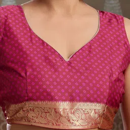 100 Dreams Bandhani Zari Pure Crepe Fusion Bandhani Saree image 5