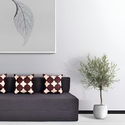 FRIENDS LIFE Grey & Brown 3 Seater Fold Out Sofa Cum Bed With Pillows-picture-47