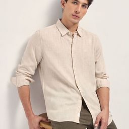 THE BEAR HOUSE Slim Fit Cotton Linen Casual Shirt-picture-18