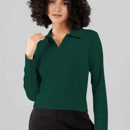 Maheshvi Women Ribbed Shirt Collar Top-picture-12