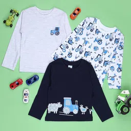 V-Mart Boys Pack of 3 Infant Printed Cotton Single Jersey Round Neck T-Shirts-picture-31