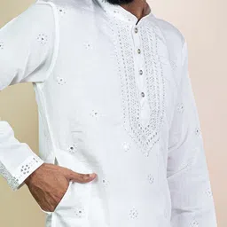 KUNDALI KAKSHAY Ethnic Motifs Embroidered Sequinned Straight Kurta With Pyjamas image 3