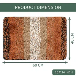 Kuber Industries 2Pcs Cream-Colored & Brown Patta Rainbow Microfibre Anti-Skid Doormats image 3