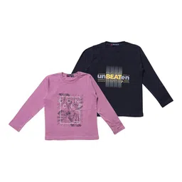 NeuVin Kids Pack of 2 Typography Printed Round Neck T-shirts-picture-42