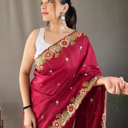 MORDEN MUSE Ethnic Motifs Embroidered Saree image 4