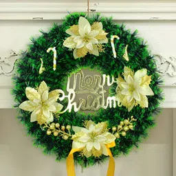 TIED RIBBONS Green & Yellow Artificial Christmas Big Wreath-picture-30