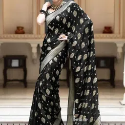 PEACH PIPER Ethnic Motifs Woven Design Zari Banarasi Saree With Blouse-image-30