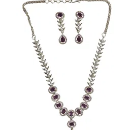 Gemron Jewel Rhodium-Plated American Diamond & Cubic Zirconia-Studded Jewellery Set image 3