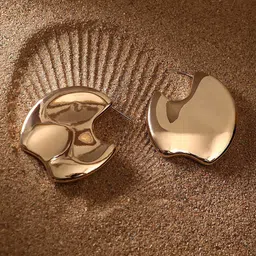 SOHI The Abstract-Tectonic Gold-Plated Half Hoop Earrings-image-92