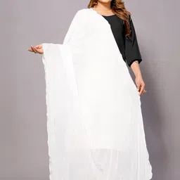 Moda Rapido Women White Solid Georgette Dupatta image 4