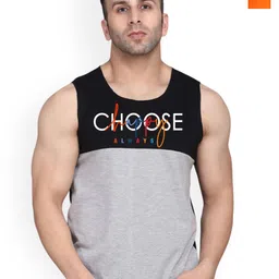 SLOWLORIS Pack Of 2 Printed Combed Cotton Gym Vests VSL26 CMB(CHS BLACKGREY)(ADV ORANGE)-picture-40