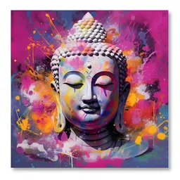 Aura Pink & Blue Lord Buddha Printed Canvas Wall Painting-picture-26