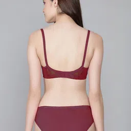 samvar Women Maroon Cotton Bra Panty Set for Lingerie Set Undergarments Pack of 1 image 2