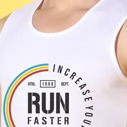 WOOSTRO Pack Of 2 Printed Ultra-Soft Gym Vests VWS26(ALONE YELLOW)(RUN WHITE) image 2