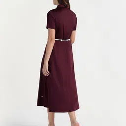 ELLE Shirt Collar A-Line Midi Dress image 4