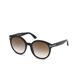 Tom Ford Women Grey Lens & Black Oval Sunglasses with UV Protected Lens FT0503 55 01G image 3