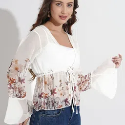 Murcia Floral Print Flared Sleeve Crop Top image 4