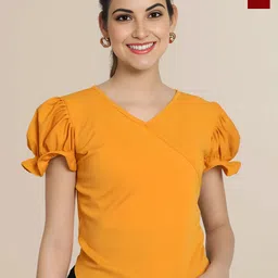 Mast & Harbour Women Pack of 2 Solid Puff Sleeves Regular Top-picture-19