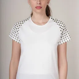 OUTLAWS Women Polka Dot Printed Bio Finish T-shirt image 2