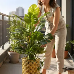 AARVI DECOR STUDIO Gold-Toned Mesh-Designed Freestanding Round Bloom Planter image 3