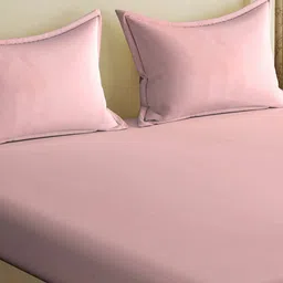 Myntra Elegant Homes Pink 300 TC Double King Bedsheet with 2 Pillow Covers-2.50 m x 2.25 m image 2