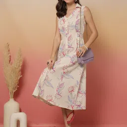 KEIYONA Women's Floral Print A-Line Midi Dress image 5