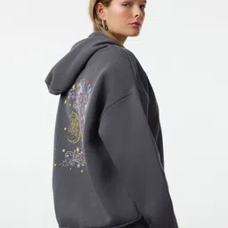 Trendyol Women Graphic Printed Hooded Oversized Sweatshirt-image-82