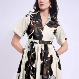 PURVAJA Floral Print Fit & Flare Midi Dress image 4