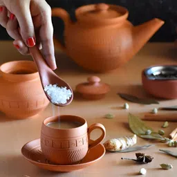 the handicraftian Terracotta ROYAL 15 PCS TEA CUP SET image 5