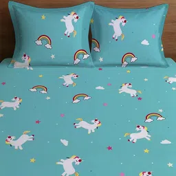 WEAVE AND DECOR Blue Cartoon Characters 300 TC King Bedsheet with 2 Pillow Covers image 3
