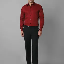 Louis Philippe Men Classic Spread Collar Solid Cotton Formal Shirt image 5