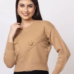 GFO Women Woollen Self Design Pullover Sweater image 1