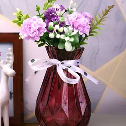 TAYHAA Red Glass Textured Flower Vases image 1