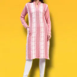 ZEPPI Women Ethnic Motifs Embroidered Chikankari Woollen Kurta-picture-38