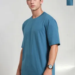 GLOWBERRY Men Pack of 2 Solid Round Neck Cotton Oversized T-shirts-picture-16