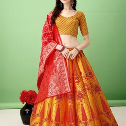 SWAMI STUDIO Ready to Wear Lehenga & Unstitched Blouse With Dupatta image 1