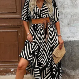 LERIYA FASHION Women Geometric Printed Fit and Flare Midi Dress-picture-12