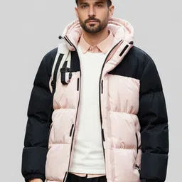 Mast & Harbour Men Hooded Colourblocked Puffer Jacket image 3