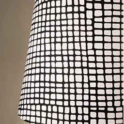 FREEDOM TREE Grille White & Black Checked Printed Cylinder Shaped Floor Lamp image 3
