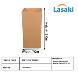 LASAKI Tower Brown Ceramic Flower Vase image 3